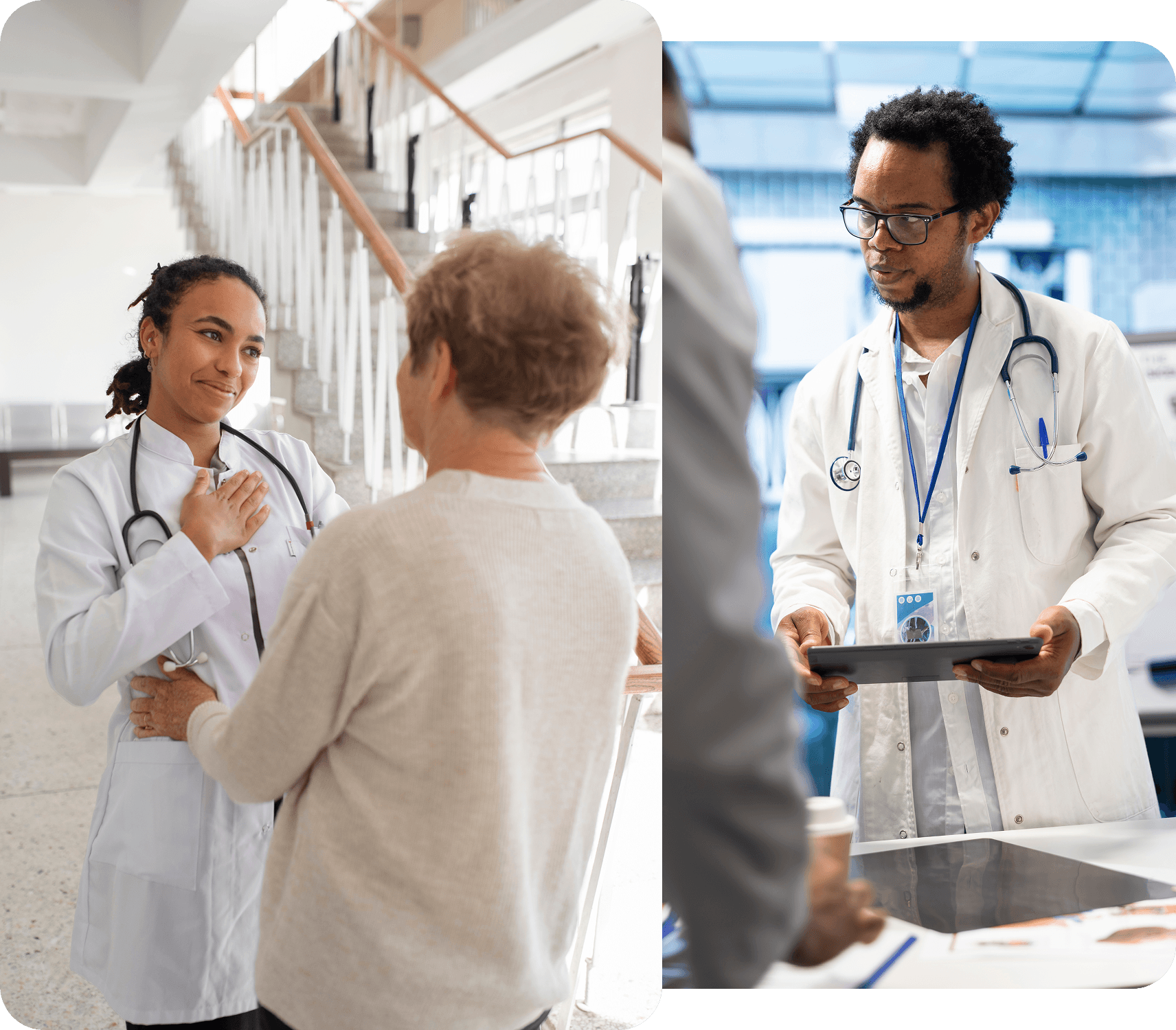 Equipe médica discutindo cuidado ao paciente